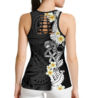 Black Samoa Tattoo Hollow Tank Top Plumeria Samoan Ocean Tatau Pattern LT14 - Polynesian Pride
