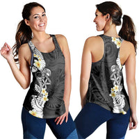 Black Samoa Tattoo Women Racerback Tank Plumeria Samoan Ocean Tatau Pattern - Polynesian Pride
