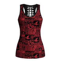 Black Tonga Kilisimasi Fiefia Hollow Tank Top Pacific Patchwork Xmas Vibes - Polynesian Pride