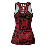 Black Tonga Kilisimasi Fiefia Hollow Tank Top Pacific Patchwork Xmas Vibes - Polynesian Pride