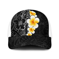 Black Tropical Plumeria With Galaxy Polynesian Art Baseball Net Cap LT14 One Size White Black - Polynesian Pride