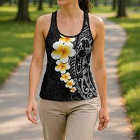 Black Tropical Plumeria With Galaxy Polynesian Art Hollow Tank Top LT14 - Polynesian Pride