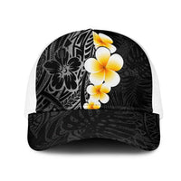 Black Tropical Plumeria With Galaxy Polynesian Art Mesh Trucker Cap LT14 One Size White Black - Polynesian Pride