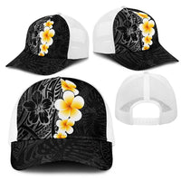 Black Tropical Plumeria With Galaxy Polynesian Art Mesh Trucker Cap LT14 - Polynesian Pride