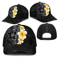 Black Tropical Plumeria With Galaxy Polynesian Art Mesh Trucker Cap LT14 - Polynesian Pride