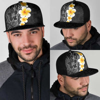 Black Tropical Plumeria With Galaxy Polynesian Art Mesh Trucker Cap LT14 - Polynesian Pride