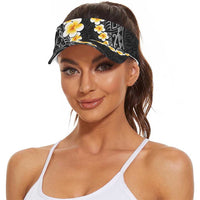 Black Tropical Plumeria With Galaxy Polynesian Art Sun Visor Cap LT14 - Polynesian Pride