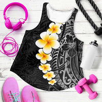 Black Tropical Plumeria With Galaxy Polynesian Art Women Racerback Tank - Polynesian Pride