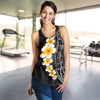 Black Tropical Plumeria With Galaxy Polynesian Art Women Racerback Tank - Polynesian Pride