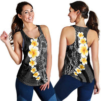 Black Tropical Plumeria With Galaxy Polynesian Art Women Racerback Tank - Polynesian Pride