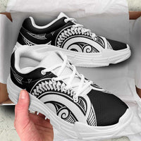Black White New Zealand Puhoro Ta Moko Chunky Sneakers LT14 - Polynesian Pride