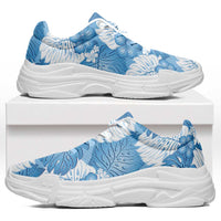 Blue Aloha Hawaii Chunky Sneakers Monstera Hibiscus Plumeria Seamless Vibes - Polynesian Pride
