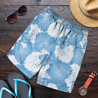 Blue Aloha Hawaii Shorts for Men Monstera Hibiscus Plumeria Seamless Vibes LT14 Blue - Polynesian Pride