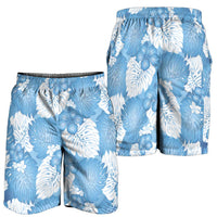 Blue Aloha Hawaii Shorts for Men Monstera Hibiscus Plumeria Seamless Vibes LT14 - Polynesian Pride
