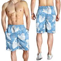 Blue Aloha Hawaii Shorts for Men Monstera Hibiscus Plumeria Seamless Vibes LT14 - Polynesian Pride