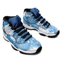 Blue Aloha Hawaii Sneakers J11 Monstera Hibiscus Plumeria Seamless Vibes - Polynesian Pride