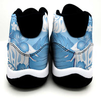 Blue Aloha Hawaii Sneakers J11 Monstera Hibiscus Plumeria Seamless Vibes - Polynesian Pride