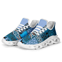 Blue Aotearoa Kowhaiwhai Pattern Clunky Sneakers NZ Maori Quilt Style - Polynesian Pride