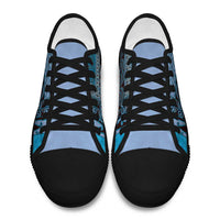 Blue Aotearoa Kowhaiwhai Pattern Low Top Shoes NZ Maori Quilt Style - Polynesian Pride