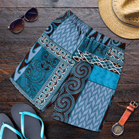 Blue Aotearoa Kowhaiwhai Pattern Shorts for Men NZ Maori Quilt Style LT14 Blue - Polynesian Pride