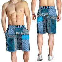 Blue Aotearoa Kowhaiwhai Pattern Shorts for Men NZ Maori Quilt Style LT14 - Polynesian Pride