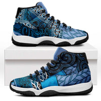 Blue Aotearoa Kowhaiwhai Pattern Sneakers J11 NZ Maori Quilt Style - Polynesian Pride
