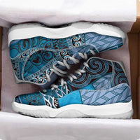 Blue Aotearoa Kowhaiwhai Pattern Sneakers J11 NZ Maori Quilt Style - Polynesian Pride