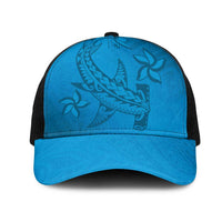 Blue Gradient Polynesia Mesh Trucker Cap Hawaiian Tribal Hammerhead Shark Tattoo LT14 One Size Black Blue - Polynesian Pride