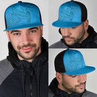 Blue Gradient Polynesia Mesh Trucker Cap Hawaiian Tribal Hammerhead Shark Tattoo LT14 - Polynesian Pride