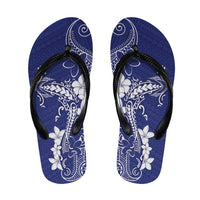 Blue Hawaii Flip Flops Hammerhead Shark Tattoo Curve Polynesian - Polynesian Pride