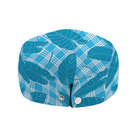 Blue Hawaii Kalo Palaka Motifs Jeff Hat Hawaiian Taro Leaves Elegant Vibes LT14 - Polynesian Pride