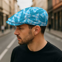 Blue Hawaii Kalo Palaka Motifs Jeff Hat Hawaiian Taro Leaves Elegant Vibes LT14 - Polynesian Pride