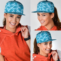Blue Hawaii Kalo Palaka Motifs Snapback Cap Hawaiian Taro Leaves Elegant Vibes LT14 - Polynesian Pride