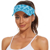 Blue Hawaii Kalo Palaka Motifs Sun Visor Cap Hawaiian Taro Leaves Elegant Vibes LT14 - Polynesian Pride
