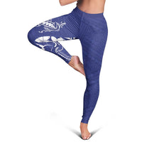 Blue Hawaii Leggings Hammerhead Shark Tattoo Curve Polynesian - Polynesian Pride