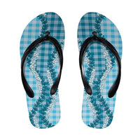 Blue Hawaii Palaka Flip Flops Hawaiian Honohono Lei LT05 Blue - Polynesian Pride