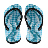 Blue Hawaii Palaka Flip Flops Hawaiian Honohono Lei LT05 - Polynesian Pride