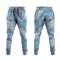 Blue Hawaii Palaka Honohono Pikake Jogger Pants Hawaiian Orchid Lei Polynesian Pattern LT14 Blue - Polynesian Pride