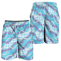 Blue Hawaii Palaka Honohono Pikake Shorts for Men Hawaiian Orchid Lei Polynesian Pattern LT14 - Polynesian Pride