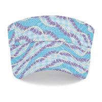 Blue Hawaii Palaka Honohono Pikake Sun Visor Cap Hawaiian Orchid Lei Polynesian Pattern LT14 - Polynesian Pride
