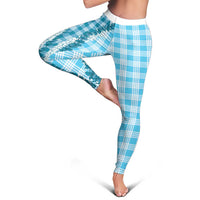Blue Hawaii Palaka Leggings Hawaiian Honohono Lei LT05 - Polynesian Pride