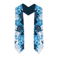 Blue Hibiscus Plumeria Floral Graduation Stole LT01 - Polynesian Pride