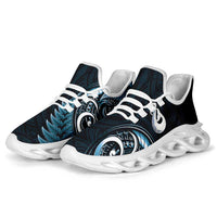 Blue New Zealand Clunky Sneakers Aotearoa Silver Fern With Manaia Maori Unique LT14 - Polynesian Pride