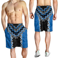Blue Niho Taniwha Mix Poutama Shorts for Men Unique Taniko Aotearoa LT01 - Polynesian Pride
