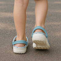 Blue Palaka Crane and Flowers Clogs Shoes Japan Heritage Spirit - Polynesian Pride