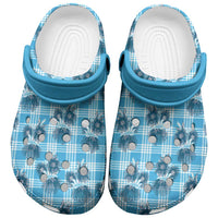 Blue Palaka Hawaii Clogs Shoes Hawaiian Lehua Blossoms LT05 Blue - Polynesian Pride