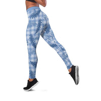 Blue Palaka Hawaii Palapalai Leggings Hawaiian Fern LT14 Blue - Polynesian Pride