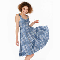 Blue Palaka Hawaii Palapalai Midi Dress Hawaiian Fern