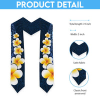 Blue Polynesia Graduation Stole Plumeria Tropical Leaves With Galaxy Polynesian Art LT14 - Polynesian Pride