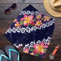 Blue Polynesia Shorts for Men Plumeria With Hibiscus Pattern Tropical Vibes LT14 Blue - Polynesian Pride